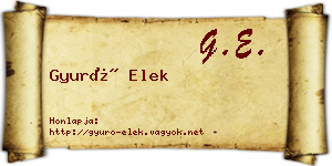 Gyuró Elek névjegykártya